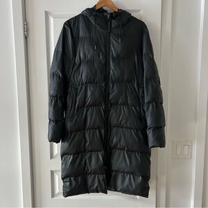 Rains Black Long Waterproof Puffer Jacket